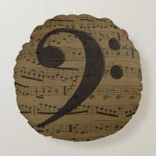 Coussins Ronds Musical Treble Clef Sheet Musique Classique