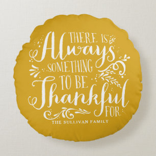 Coussins Ronds Mustard Jaune Toujours Merci Citation Thanksgiving