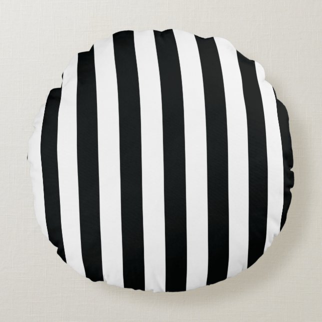 Coussins Ronds Mydeas | Bandes épaisses noires et blanches (Devant)