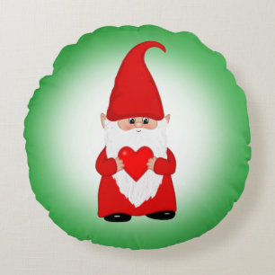 Coussins Ronds Nain de Noël sur fond vert