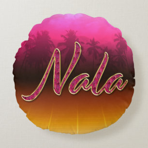 Coussins Ronds Nala prénom nom oreiller rose doré