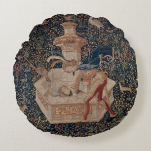 Coussins Ronds Narcisse au Puits, Tapisserie Médiévale