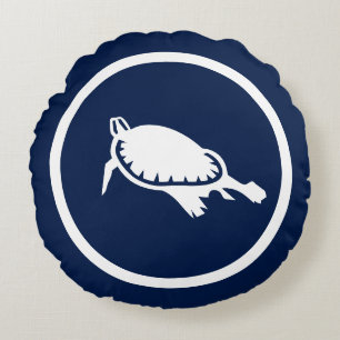 Coussins Ronds Nautique de tortue bleue presque marine
