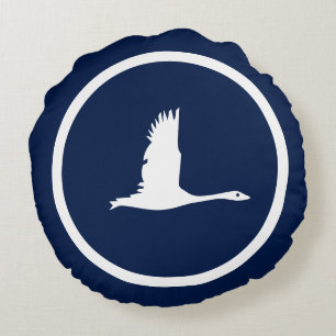 Coussins Ronds Nautique de vol d'oiseau bleu de la Marine
