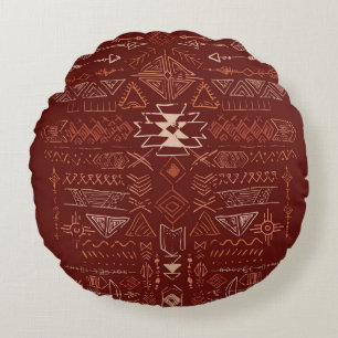 Coussins Ronds Navajo Aztec : Ethnic Doodle Motif.