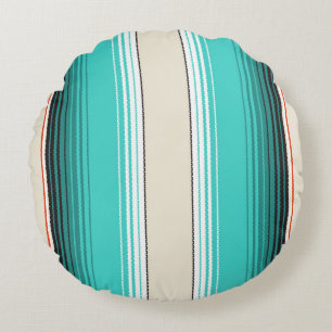 Coussins Ronds Navajo Blanc, Turquoise Orange Blanche Mexicaine S