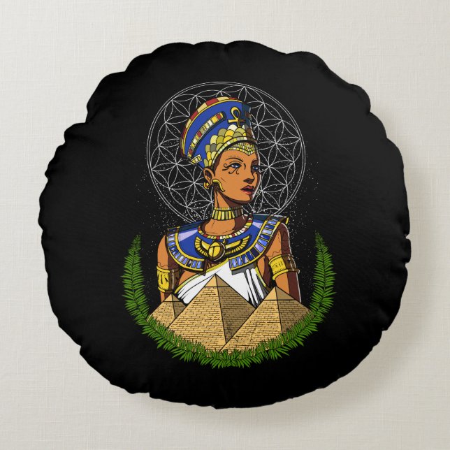 Coussins Ronds Nefertiti La déesse de la reine égyptienne Mytholo (Devant)