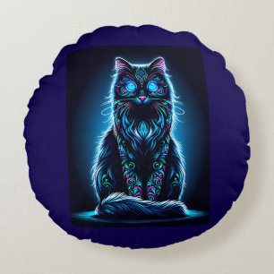 Coussins Ronds Neon Cat Vivid Arrière - plan-97948