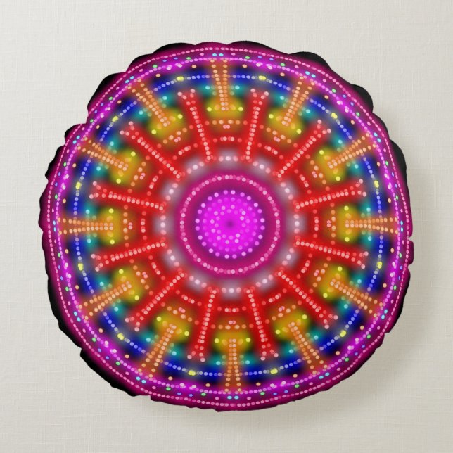 Coussins Ronds Neon Medallion (Devant)