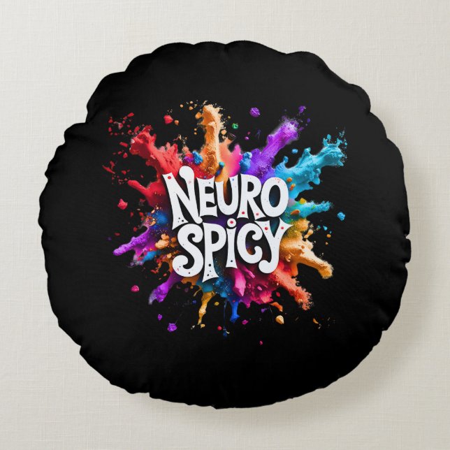 Coussins Ronds NEUROSPICY neurodiversity autism adhd dyslexia (Devant)