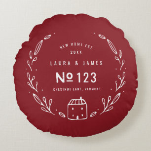 Coussins Ronds New house hand drawn floral design