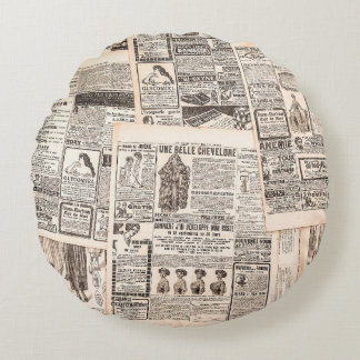 Coussins Ronds Newspaper pages with antique advertising. Woman's