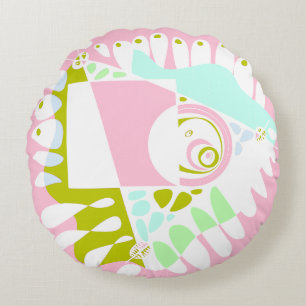 Coussins Ronds Nid d'oiseau - Flamant rose rose blanc