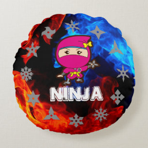 Coussins Ronds Ninja Girl