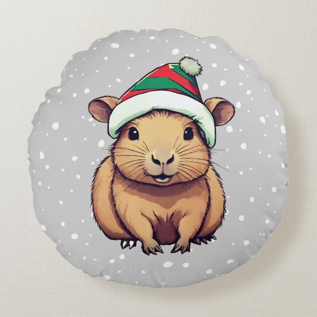 Coussins Ronds Noël Capybara (Devant)