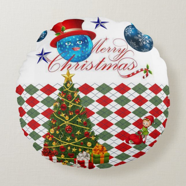 Coussins Ronds Noël Coussin, Joyeux Noël (Devant)