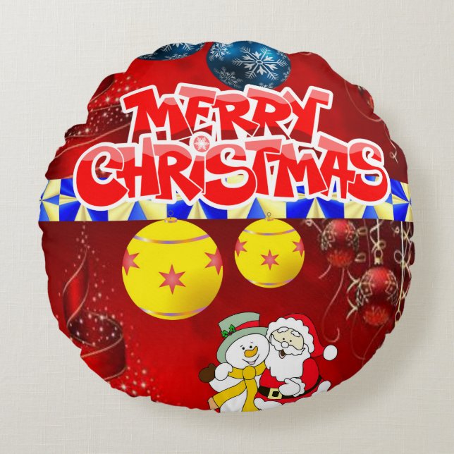Coussins Ronds Noël Coussin, Joyeux Noël (Devant)