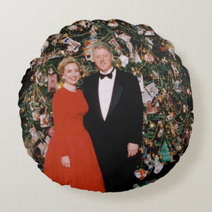 Coussins Ronds Noël du président américain Bill Clinton et Hillar