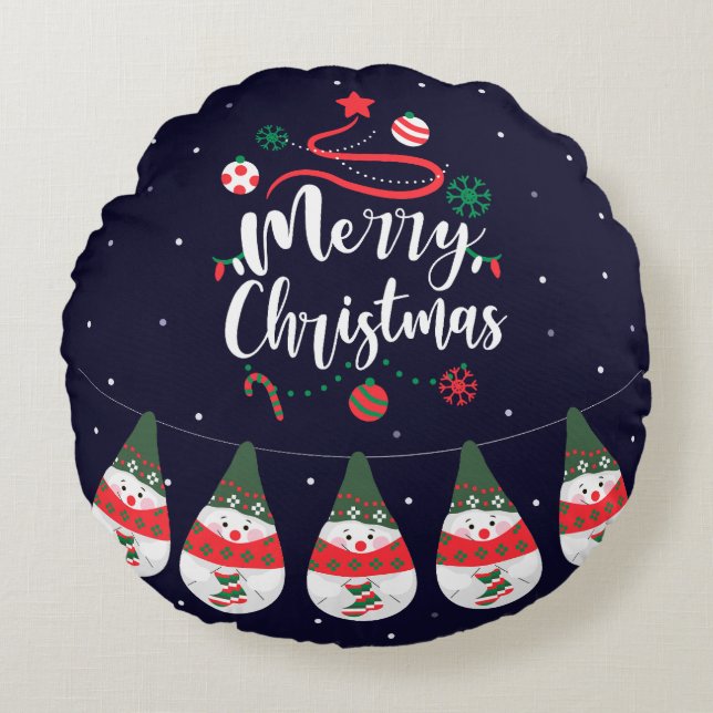 Coussins Ronds Noël Jingle Bells Joyeuse Salutations Collection (Devant)