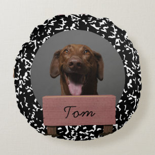 Coussins Ronds Noël noir et blanc Custom Dog