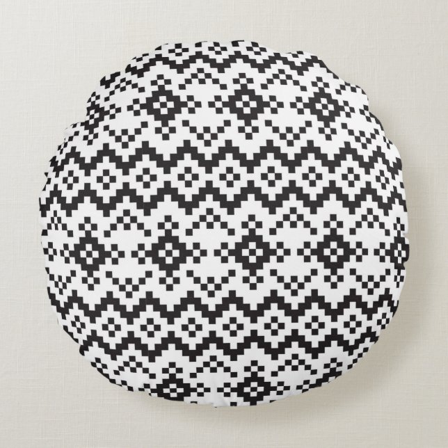Coussins Ronds Noël Snowflakes Fair Isle Seamless Patternart (Devant)