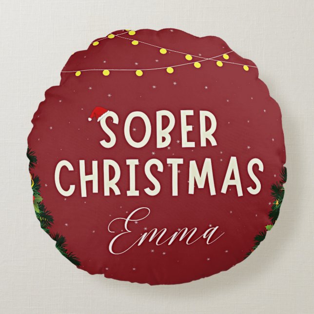Coussins Ronds Noël Sober personnalisé (Devant)