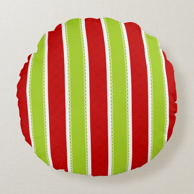 Coussins Ronds Noël Vacances Vert & Rouge Motif (Devant)