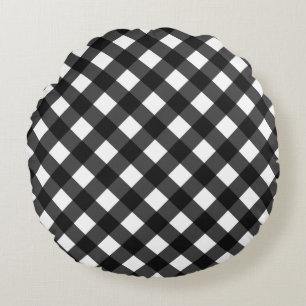 Coussins Ronds Noir et blanc En vichy
