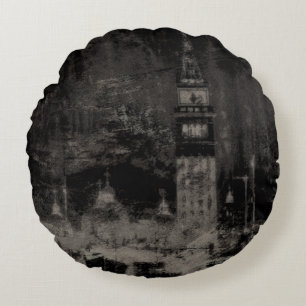 Coussins Ronds Noir et Taupe en survol Skyline Venise Italie