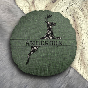 Coussins Ronds Noir Rustique Moderne Et Blanc Plaid Deer