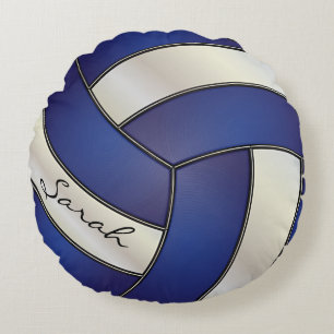 Coussins Ronds Nom bleu-foncé et blanc du volleyball  