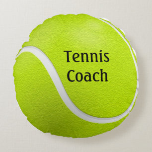 Coussins Ronds Nom de l'entraîneur de balle de tennis jaune
