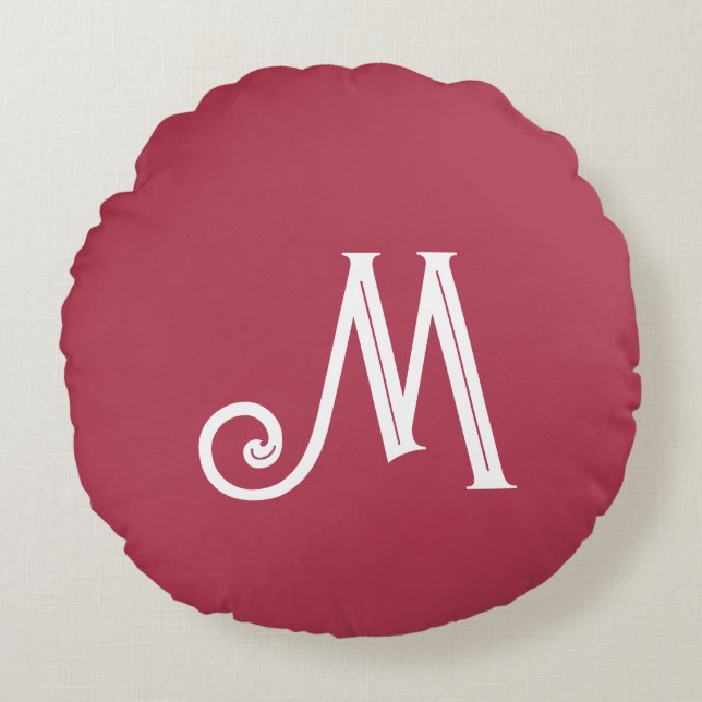 Coussins Ronds Nom de monogramme rose profond (Devant)