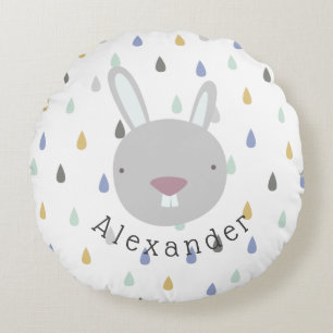 Coussins Ronds Nom personnalisable Cute Rabbit
