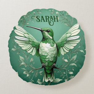 Coussins Ronds Nom personnalisé du colibri vert
