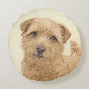 Coussins Ronds Norfolk Terrier Peinture - Art Chien original