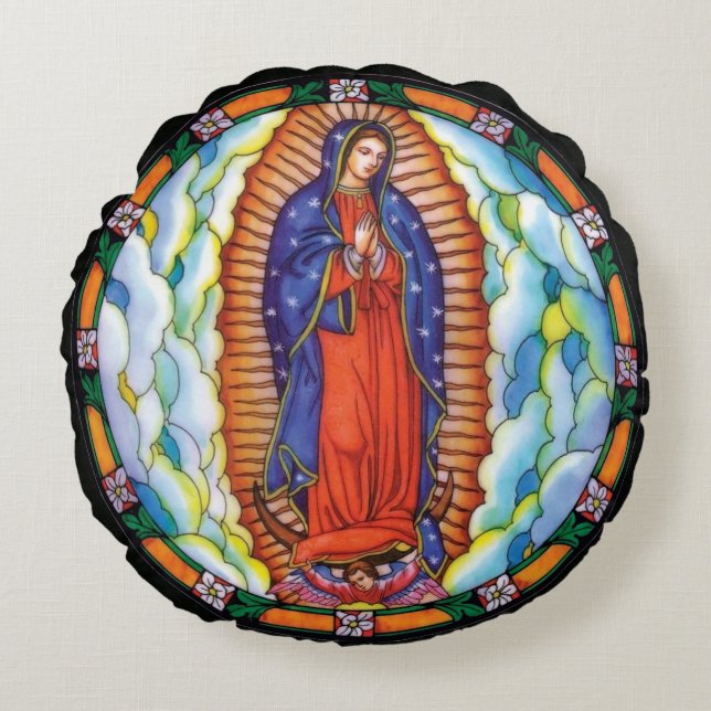 Coussins Ronds Notre Dame de Guadalupe Canapé Chaise lit (Devant)