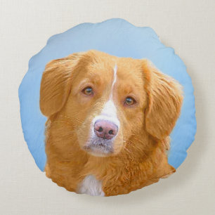 Coussins Ronds Nouvelle-Écosse Peinture de chien pour l'essayeur 