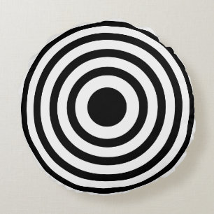 Coussins Ronds Novelty Black and White Bullseyes Cercles