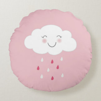 Coussins Ronds Nuage et gouttes de pluie Pink Baby