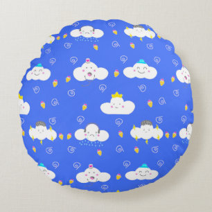 Coussins Ronds Nuages de dessin animé mignons avec des émotions