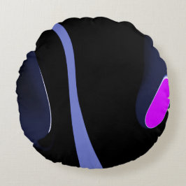 Coussins Ronds Nuit de la Comète : Bleu Abstrait, Violet & Noir