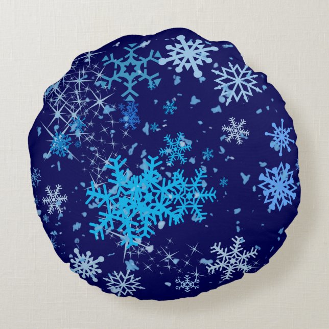 Coussins Ronds Nuit de Noël neige (Dos)