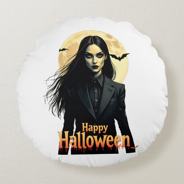 Coussins Ronds Nuit d'Halloween en cuisine (Devant)