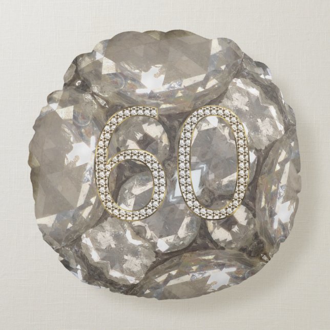 Coussins Ronds Numéro 60 Diamonds Look 60th Anniversary (Devant)