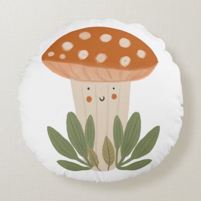 Coussins Ronds Nursery Petit champignon Cute Baby Room (Devant)