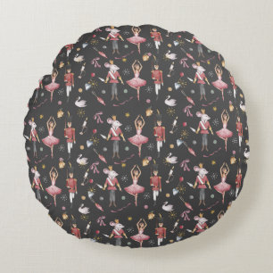 Coussins Ronds Nutcracker Ballerina Noël