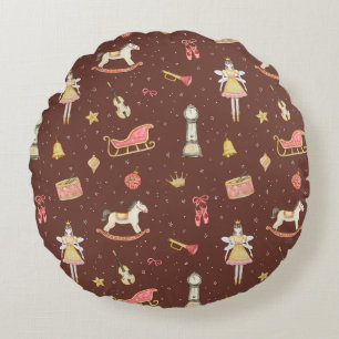 Coussins Ronds Nutcracker Ballerina Noël