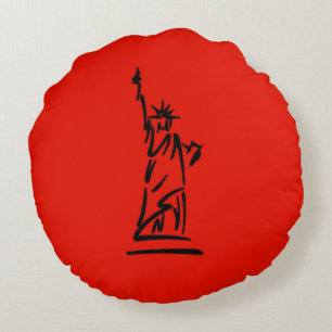 Coussins Ronds NY Lady Liberty Rouge