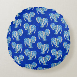 Coussins Ronds Ocean Blue Tribal Tattoo Manatees
